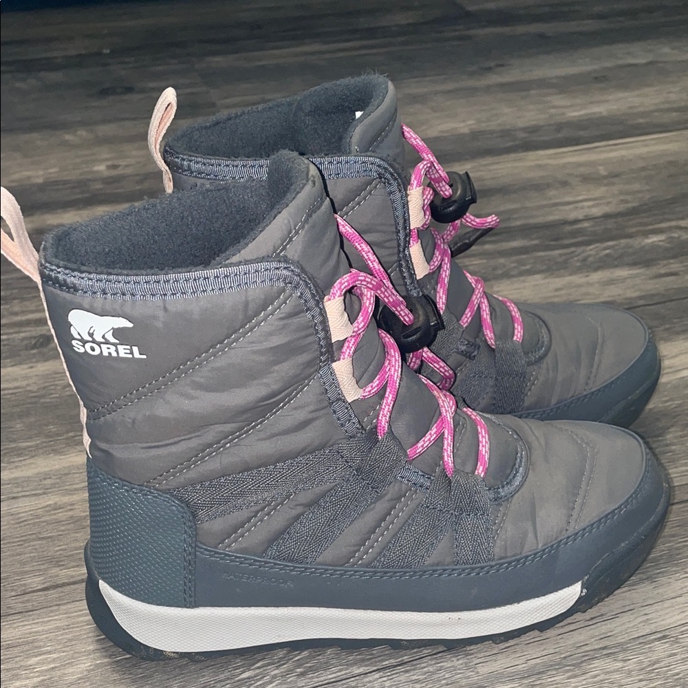 Sorel Kids Charcoal and Pink Boots